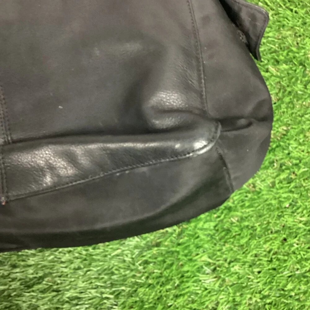 Vintage Fossil Classic Black Leather Briefcase Messanger Bag